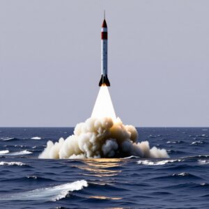 Balistinė raketa paleista bandymo metu Ramiajame vandenyne